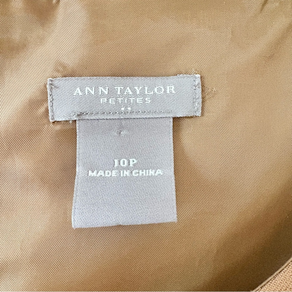 Ann Taylor Camel Brown Pleated Skirt Sleeveless Knee Length Dress - Picture 3 of 7